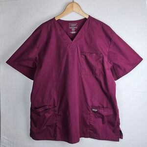 Cherokee Workwear Professionals Wine Red Scrub Top V-Neck XL‎